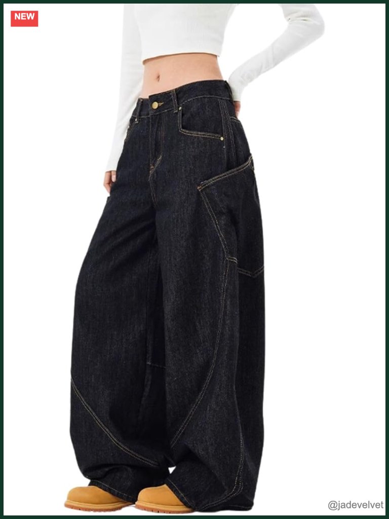 High Waisted Barrel Leg Baggy Jeans Women Oversized Y2k Wide Leg Pants